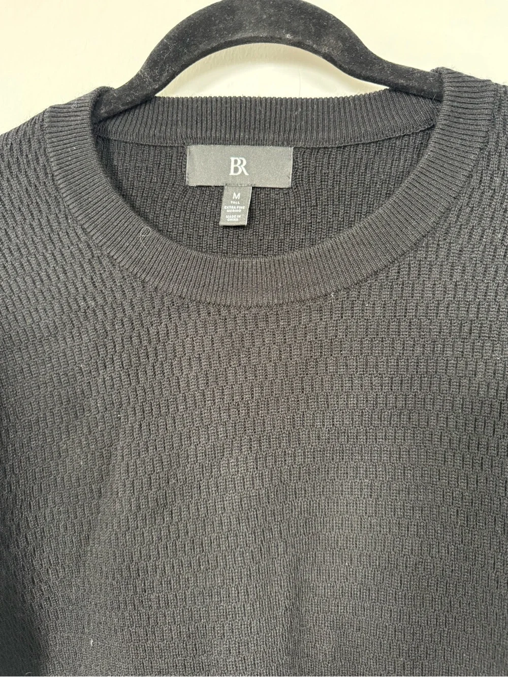 Banana Republic Men’s Black Merino Wool Thermal Sweater Medium Tall
